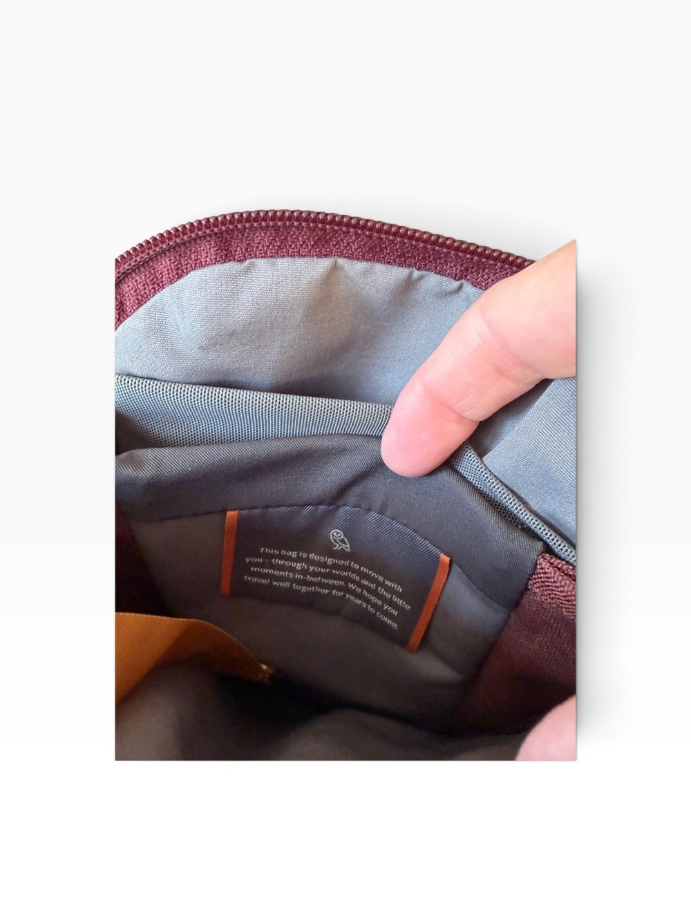 Bellroy 8”x6” Crossbody City Pouch purse, Burgundy Fabric and Leather Trim - Picture 4 of 11